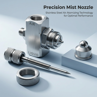 Stainless Steel Misting Nozzle, 1/4" NPT Mixing Spray Tip, Siphon Type Adjustable Humidification Noz - Image 2