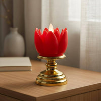 LED Lotus Candle Glowing Ember Effect Electronic Lotus Flower Light Smokeless Battery Operated Buddhist Lamp for Buddhists, Altar