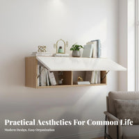 Space-Saving Design Floating Shelving Unit Versatile Use Flip-up Door Floating Cabinet Easy Installation Wall-Mounted Furniture Sturdy Construction for Apartment Dwellers, DIY Enthusiasts, Living Room, Bedroom, Home Office, Bathroom