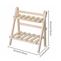 2 Tier Wooden Desk Shelf Solid Lumber 2 Tier Wooden Shelf Minimalist Design Countertop Storage Rack for Students, Office, Vanity