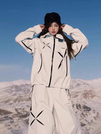 临典白色星芒滑雪服套装女2025新款防风加厚外套单板雪衣裤装备男