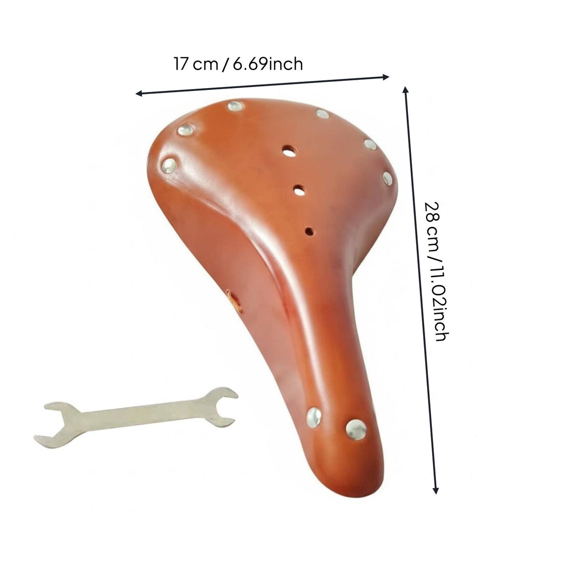 Vintage Leather Bike Saddle Breathable Design Riveted Leather Bike Seat Ergonomic Shape Classic Cycle Saddle
