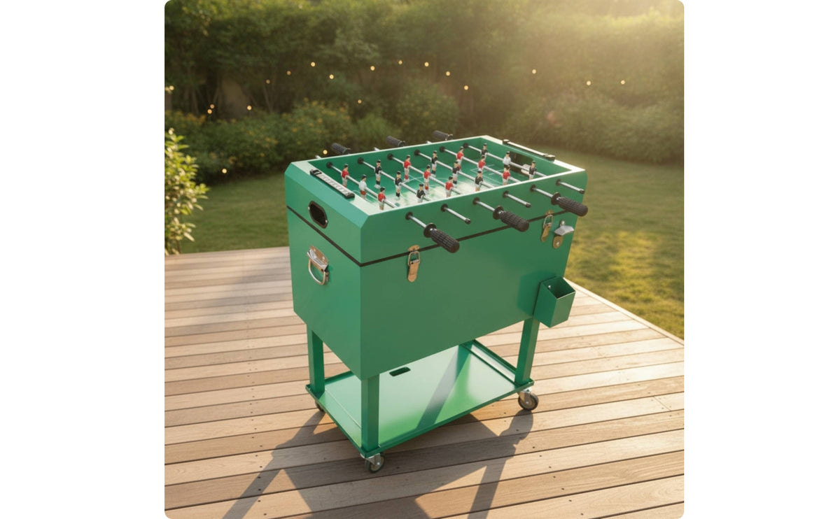 Foosball Insulated Ice Chest with Foosball Table Wheeled Ice Chest for Tailgaters, Families, Tailgating, Backyard, Game Rooms