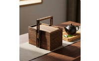 Handled Wooden Box Reusable Wooden Gift Box Burr Finish Packaging for Festivals