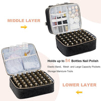 Three-Layer Nail Polish Storage Bag with 84 Compartments