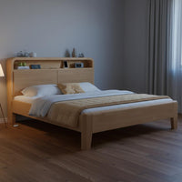 Nordic Style Wooden Bed Solid Wood Construction High Leg Bed Frame Rounded Corners for Guest Room
