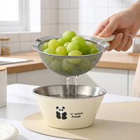 Stainless Steel Colander Bowl with Handle, 304 Stainless Steel Double Layer Drainage Bowl, Round Fruit Colander and Vegetable Strainer Set
