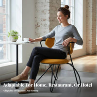 Upholstered Metal Frame Chair utilitarian Look Upholstered Armchair with Metal Legs Padded Seat Minimalist Aesthetic for Kitchen
