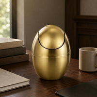 Stainless Steel Trash Can Tabletop Refuse Bin Rust-Resistant Household Container