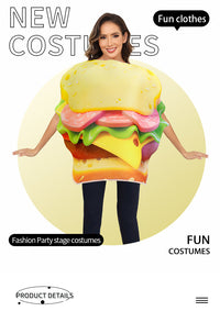 欧美爆款汉堡人偶服食物造型cosplay服装成人万圣节搞怪派对服装