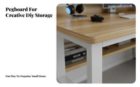 Study Desk with Bookshelf Space-Saving Design Writing Table with Pegboard Wide Desktop Workstation for Teens, Esports Participants, Bedroom, Dorm Room