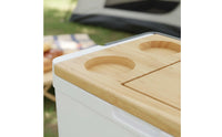 Insulated Container with Cut Board Lid Large Capacity Camping Chiller Table Built-in Cup Holders Insulated Container for Campers, Picnickers