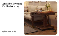 Adjustable Height Rolling Table Movable with casters Household Furniture Space-Saving Foldable surface for Living Room, Bedroom