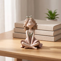 Girl Figurine Matte Tabletop Girl Statue Compact Desktop Figurine for Desk, Shelf, Nightstand