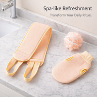 Back Scrubber Strip for Bathing Adults, Double Sided Exfoliating Polyester Material Towel, Reusable Mitt for Cleansing Accessory