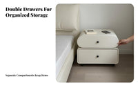 Drawer Nightstand Modern Aesthetic Rotating 2-Drawer End Table for Bedroom