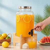 Water Dispenser and Drink Dispenser with Tap, Round Beer Dispenser with Stand and Screw Lid, Large Capacity Modern Minimalist Party Iced Tea Server