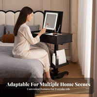 Wheeled fold-up Makeup Chest Movable with casters Vanity Table Vintage design versatileUse for Women, Students
