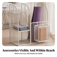 Removable Exercise Mat Mat Holder | Freestanding Metal Frame, Open-Grid Construction, Workout Gear Organizer