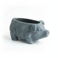Pig-Shaped Planter Weathered Home Decor Item Four-Legged