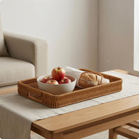 Handwoven Tray Basket Open-Top Wicker Tray Basket Look Home Storage