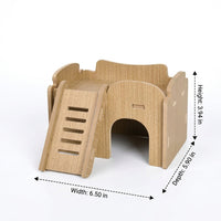 Hamster Wooden Villa with Multi-Chamber Layout, Square Syrian Hamster Hideaway Featuring Stairs and Openings