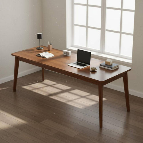 2 Person Desk Spacious Tabletop Solid Wood Computer Desk Thickened Desktop Long Wooden Study Table for Professionals, Remote Workers, Office, Bedroom