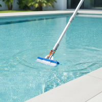 Dense Bristles Pool Cleaning Brush with Metal Handle Rectangular Handheld Pool Brush Curved Heavy-Duty