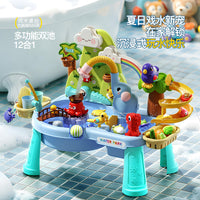 Cross-border Children's Simulation Electric Circulating Water Fishing Double Water Play Pool Slide Water Table Role-play Dishwasher Toy