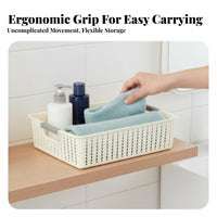 Handled Tote Basket Woven Design Household Storage modifyable for Desktop, Closet