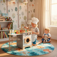 Realistic Design Wooden Kitchen Playset Interactive Features Kids Cooking Station Educational Method Inspired Inspired Toddler Kitchen Set for Toddlers, Playroom, Bedroom
