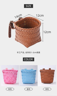 美式藤编家用儿童车自行车车篮柳编车筐平衡车车篓编织仿藤前篮筐
