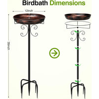 35-Inch Metal Outdoor Birdbath, Vintage Freestanding Bird Bath with Feeder for Garden Lawn Decor
