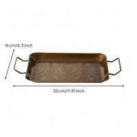 Embossed Brass Tray Shallow Rim Home Decor Metal Construction