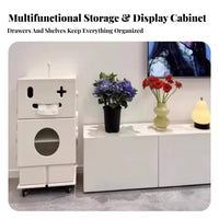 Robot-Shaped Cabinet Mobile with Wheels Nightstand Sturdy Construction