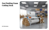Packing Table with Cutter Stainless Metal Surface Packing Cushioning Dispenser Table Heavy-Duty Anti Workbench for Packers, Mailroom, Workshop