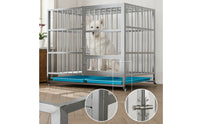 Stainless Steel Dog Crate with Wheels Long-Lasting Heavy Duty Dog Cage Indestructible Kennel Rust Resistant for Dogs, Indoor