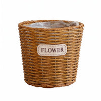 Flower Pot Basket Handwoven Round Wicker Planter Basket Plastic Weave