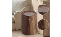 Wood Grain Trash Can Sturdy Cylindrical Trash Can Compact for Office