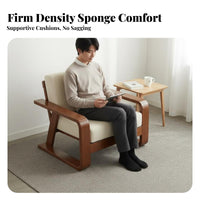 3-Seater Wooden Sofa Solid Wood Frame 3-Seater Sofa Simple Modern Design Living Room Seating for Small Apartment Dwellers, Homeowners, Lounge Area