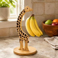 Giraffe Banana Holder Double Hooks Wooden Banana Hanger Space-Saving