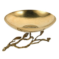 Sculptural Centerpiece Bowl Gold-Tone Metal Bowl with Stand Elegant for Dining Table