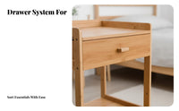 Rolling Nightstand with Drawers Easy to Assemble Bedside Cabinet Multi-Purpose