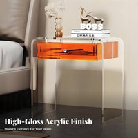 Curved designd Table with literature material compartment compartment Ample Storage Nightstand Multi-Functional
