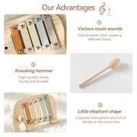 5-Tone Wooden Elephant Xylophone for Kids