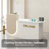 Modern Front Desk Large Storage Space Front Counter Easy to Clean Minimalist Reception Table for Salon Owners, Lobby, Company Entrance, SOHO
