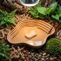 Large Turtle Basking Area and Water Bowl with Ramp, Reptile Bathing Basin for Tortoises, Decorative Reptile Accessories, 24.5cm Size