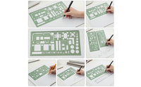 6 Pieces Translucent Stencil Ruler with Geometric Shapes Rounded Corners Drafting Template Ruler Lightweight Geometric Drawing Template Clear for Students, Designers, Architects, Sketching, Schoolwork, Classroom