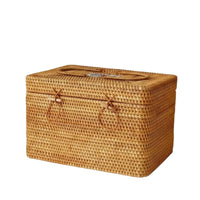 Lidded Rattan container with Handle Portable Design for Camping, Home Decorators