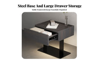 Minimalist Design Single-Drawer Cabinet with Plate Base Italian aesthetic Nightstand Motion detector Light Bedside Table Sturdy Frame for Homeowners, Apartment Dwellers, Students, Small Spaces, Hallpath, Home Office